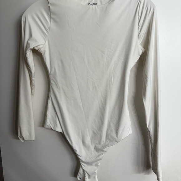 White Crew Neck Long Sleeve Bodysuit White Size Small - Picture 1 of 2